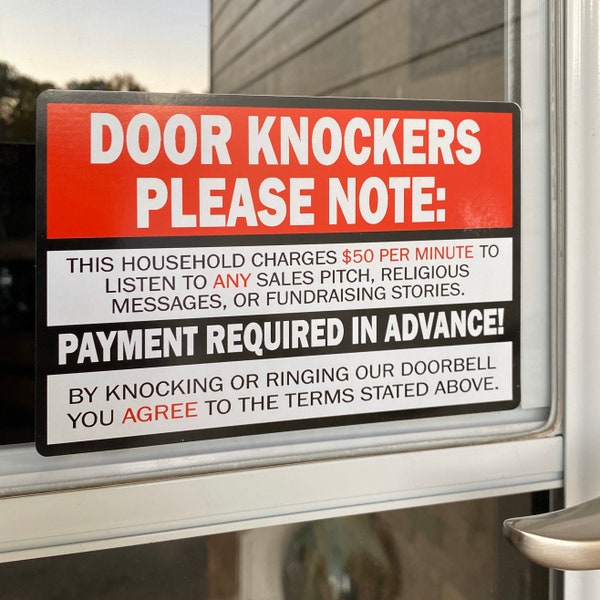 Door Knocker Warning Decal