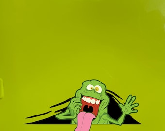Sticker Slimer Peeking Ghostbusters (version 2)