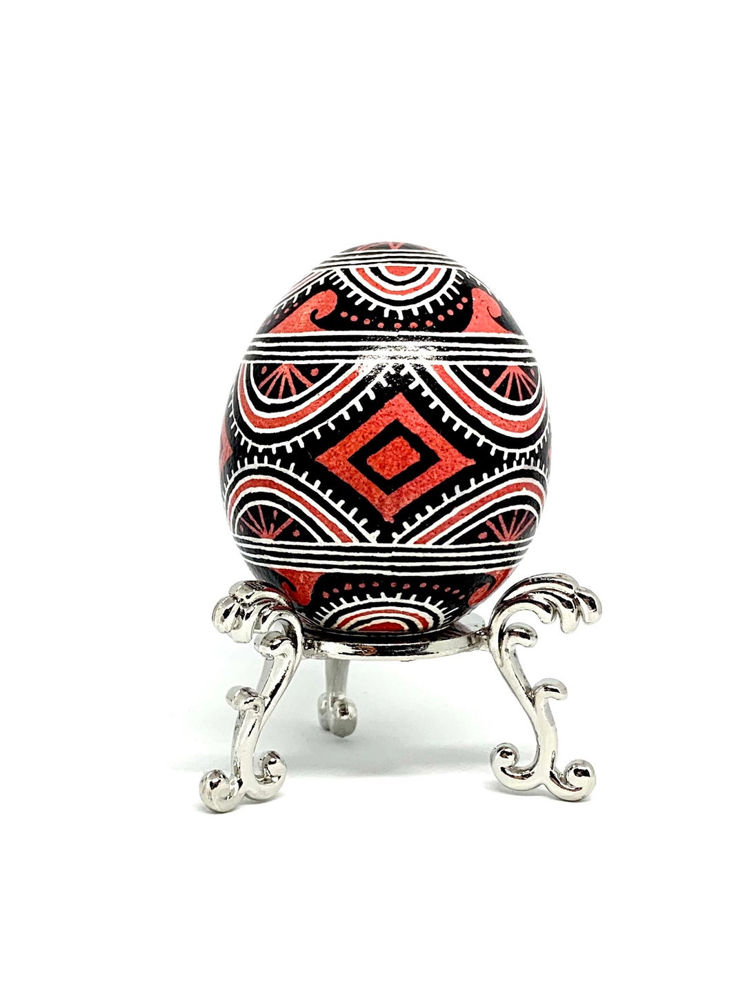 Traditional Trypillian Pysanka Egg Ornament. Ukrainian Gift Idea. White ...