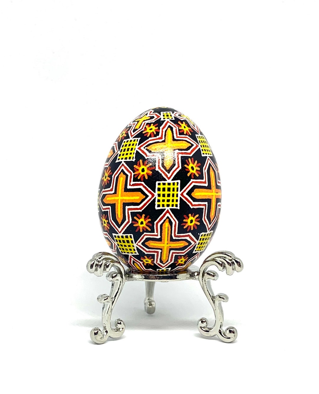 Pysanky Modern Vibrant Ukrainian Easter Egg White Yellow Orange Red ...
