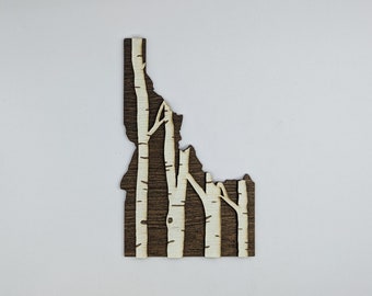 Idaho 5" handmade ornament or magnet. Layered wood art. Multipurpose housewarming, wedding, or Christmas gift.