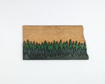 North Dakota 5" handmade ornament or magnet. Layered wood art. Multipurpose housewarming, wedding, or Christmas gift.