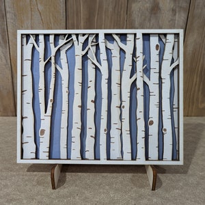 Birch trees. Blue sky. Birch forest. Layered Wood Sign image 3