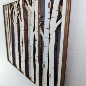 Birch trees. Blue sky. Birch forest. Layered Wood Sign image 6