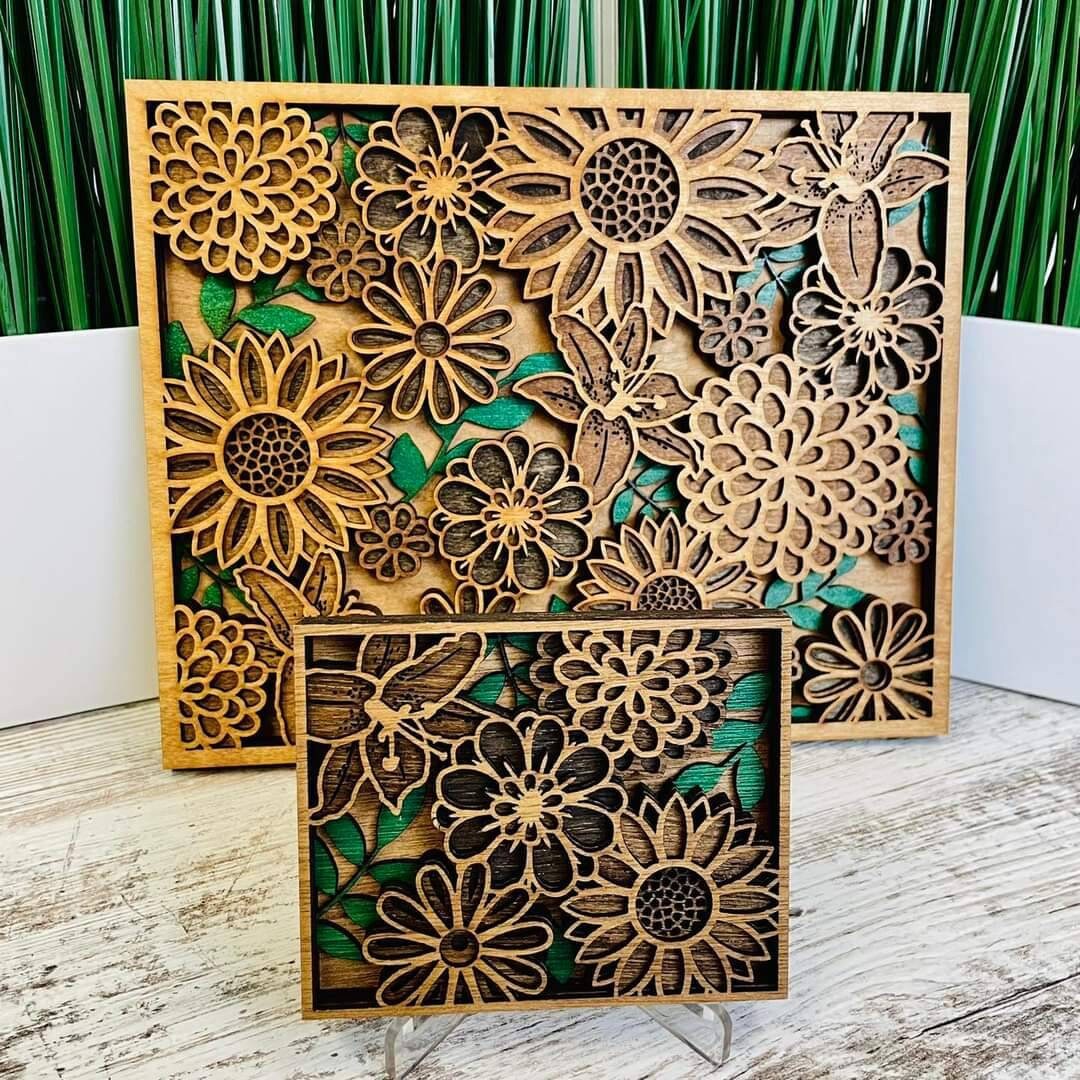 Flower Garden Wooden Sign. Lilly. Sunflower. Daisy. Layered Etsy