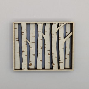 Birch trees. Blue sky. Birch forest. Layered Wood Sign image 4