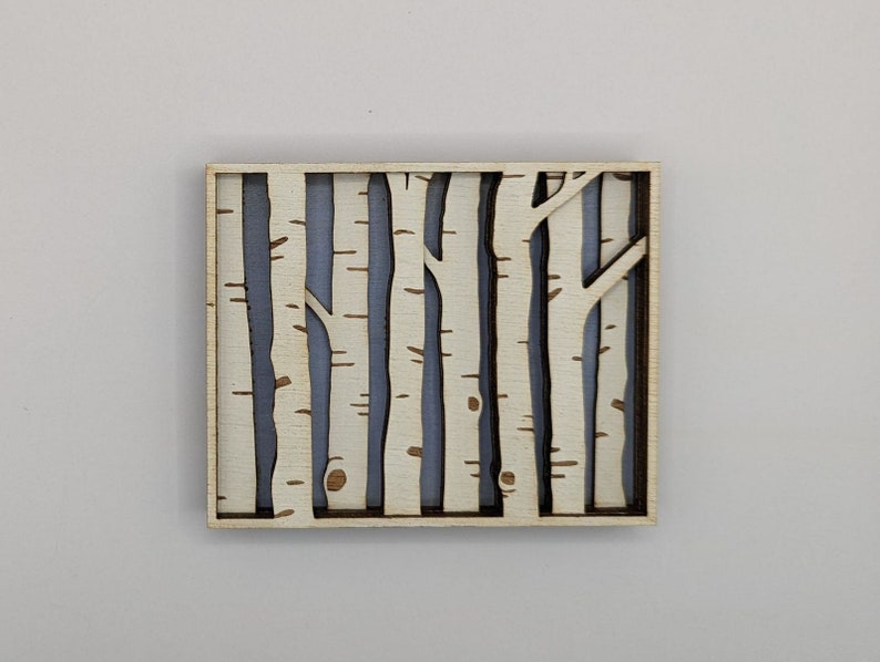 Birch trees. Blue sky. Birch forest. Layered Wood Sign image 4