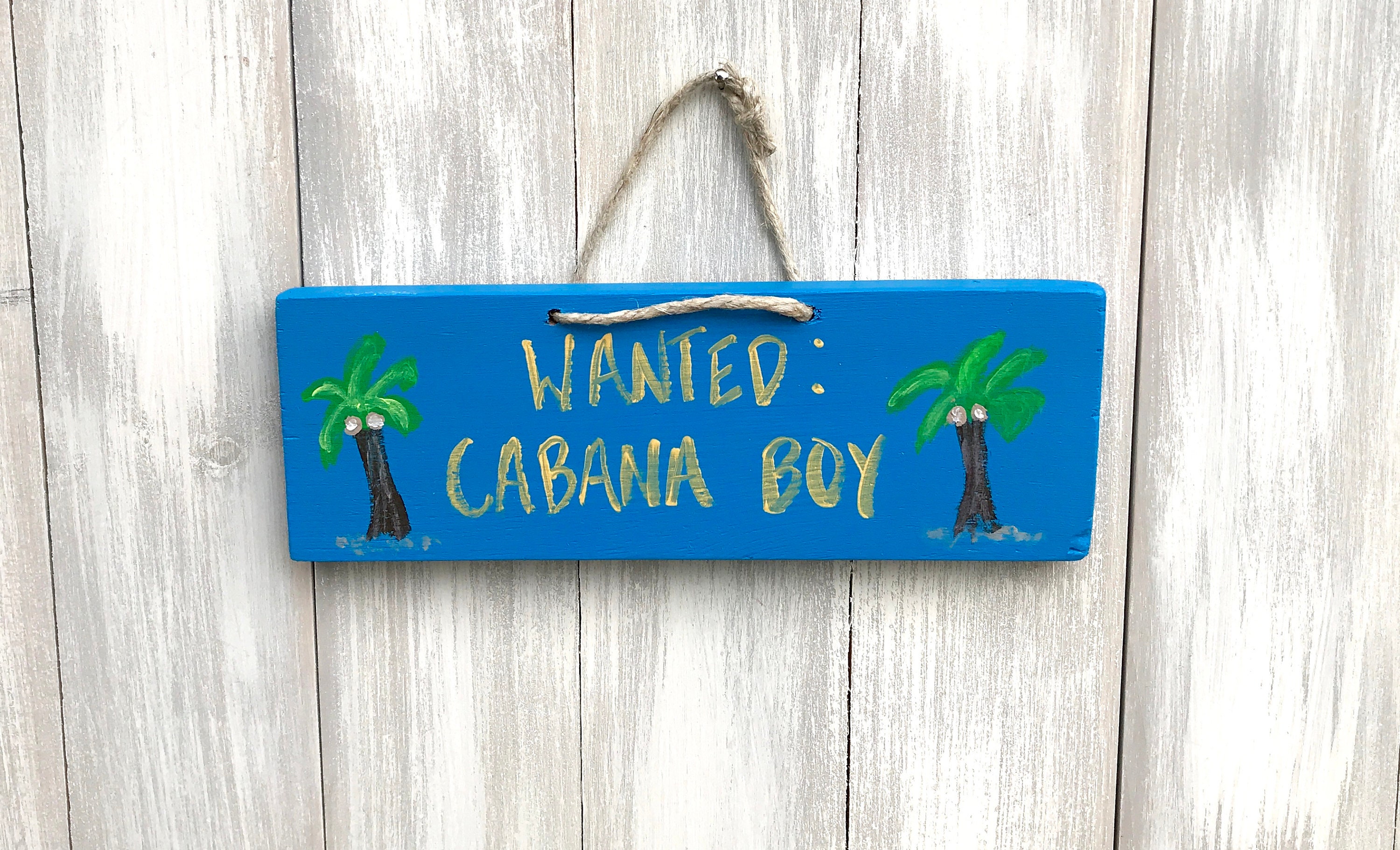 Wanted Cabana Boy Sign Pool Signs Cabana Decor Tiki Bar Etsy
