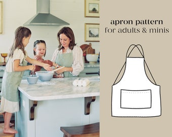 Apron Sewing Pattern for Adults and Children, Over-the-head apron style, PDF Sewing Pattern, 12 months to XXL.
