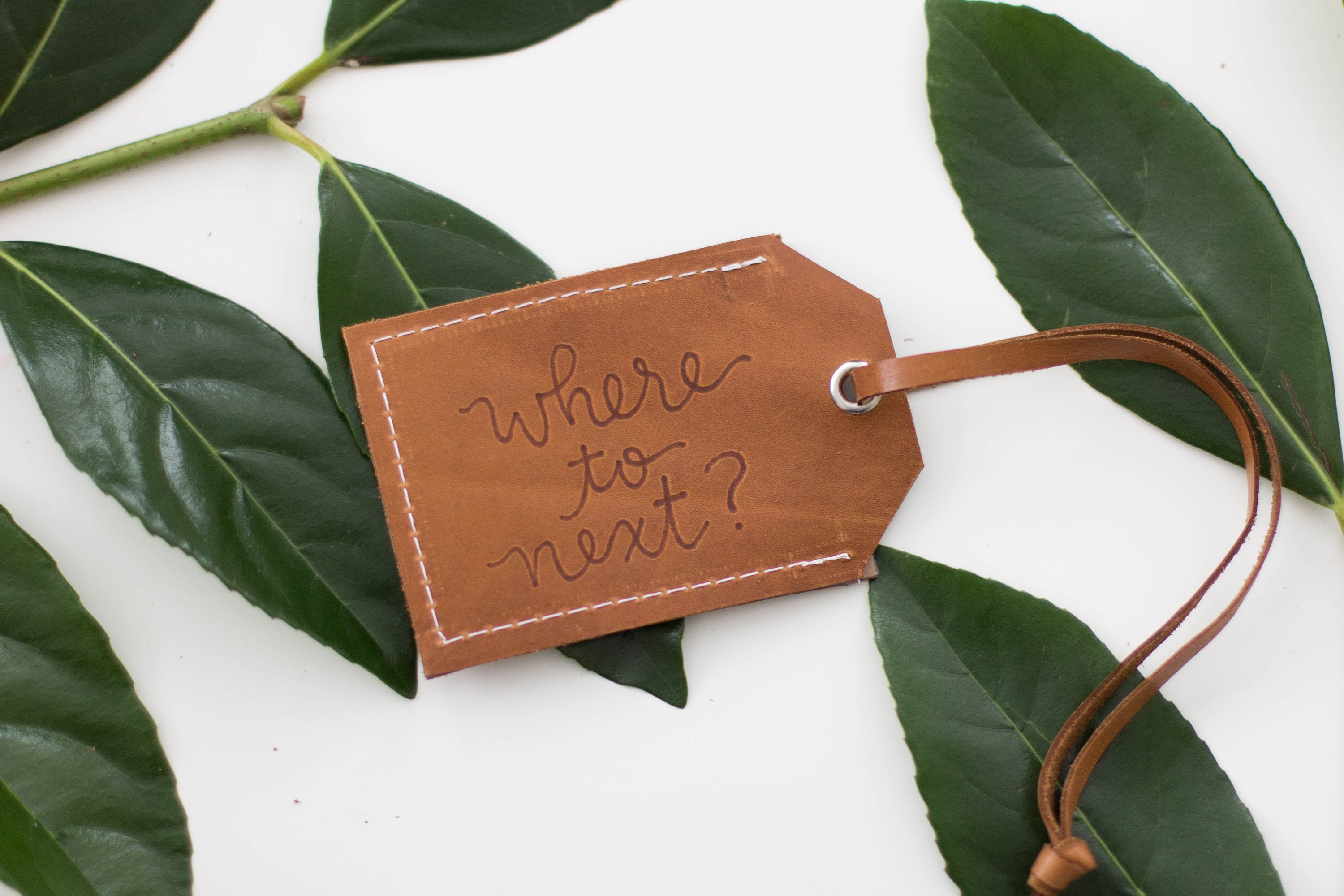 Brown Leather Personalized Quote Luggage Tag Travel Gift Etsy