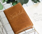 Leather Passport Cover With Wanderlust Engraved Design