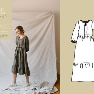 Tiered Dress PDF Sewing Pattern | Digital Download Boho Women's Sewing Pattern | The Betty Dress with pockets