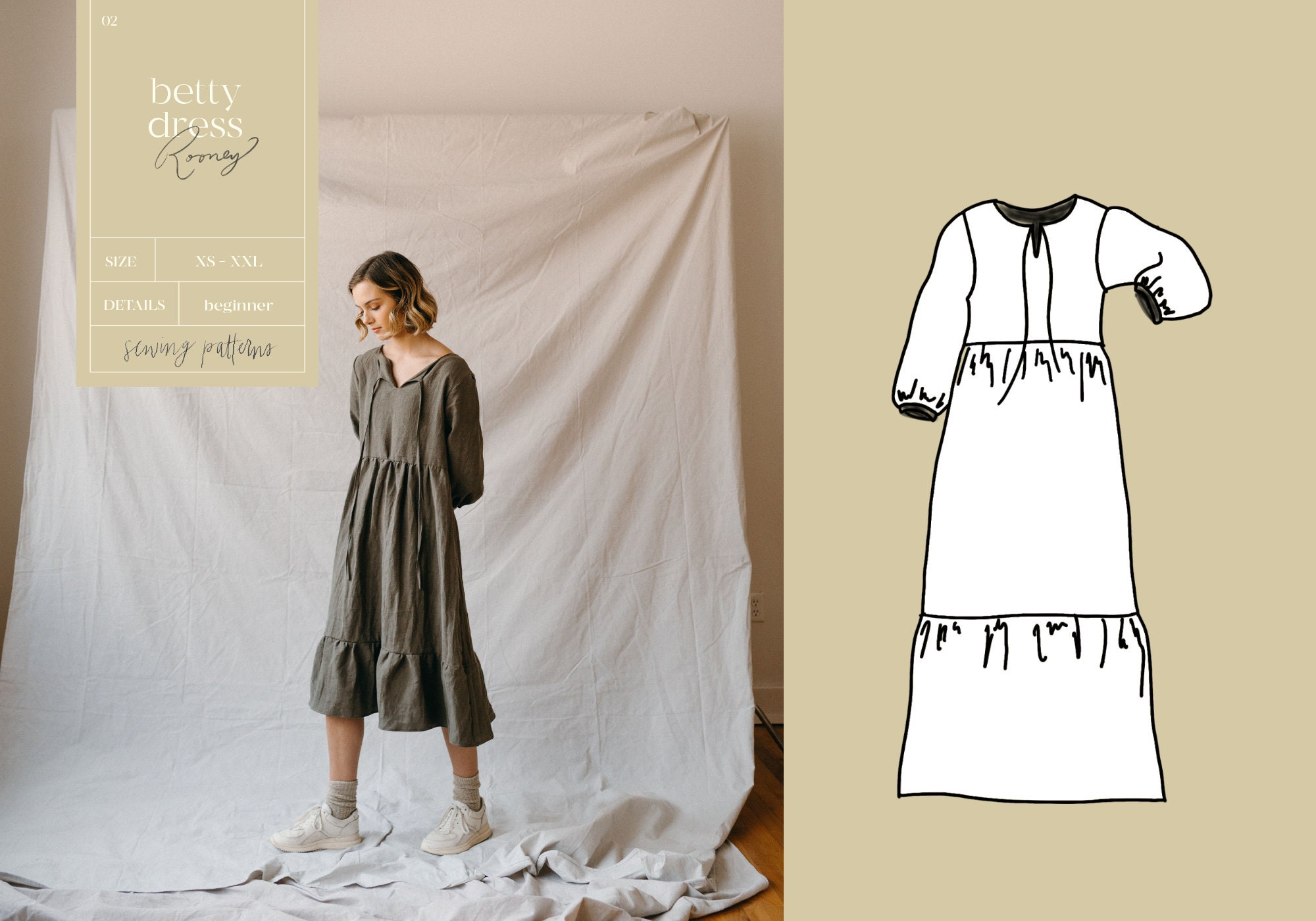 Tiered Dress PDF Sewing Pattern | Digital Download Boho Women's Sewing  Pattern | The Betty Dress with pockets