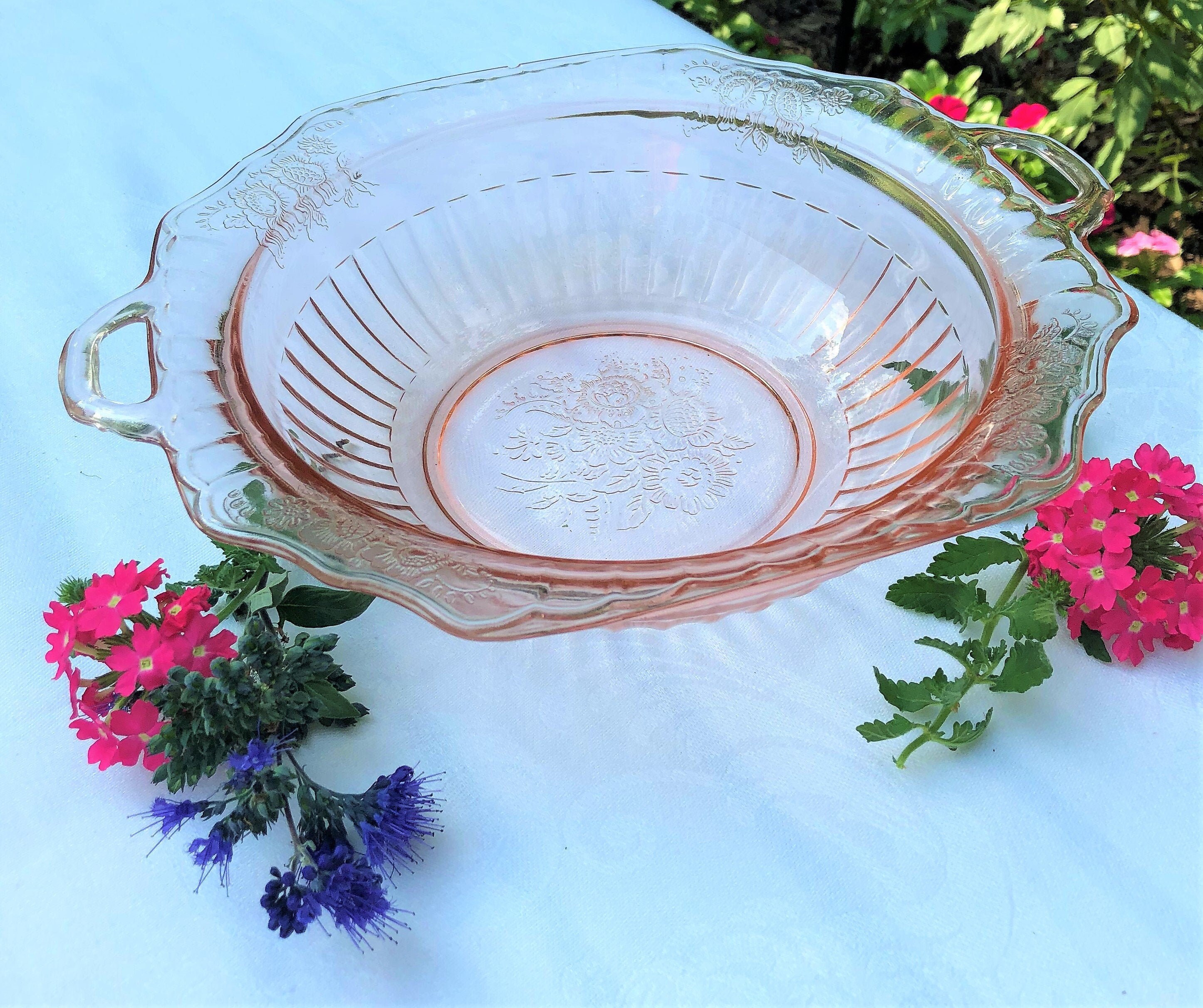 Anchor Hocking Pink Depression Glass Mayfair Open Rose Large Etsy