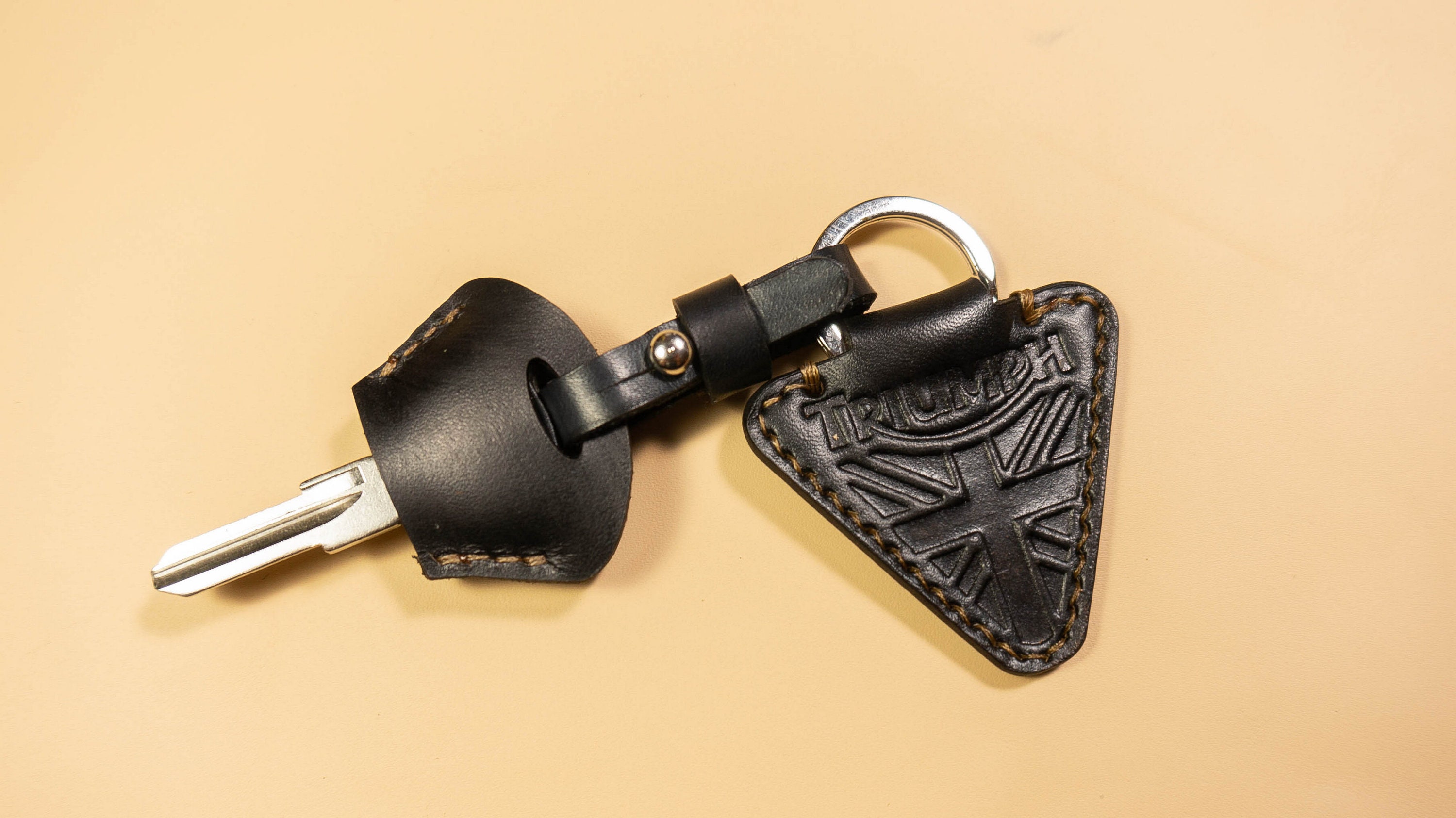 Leather keychain for Triumph Motorcycles embossed logo Etsy