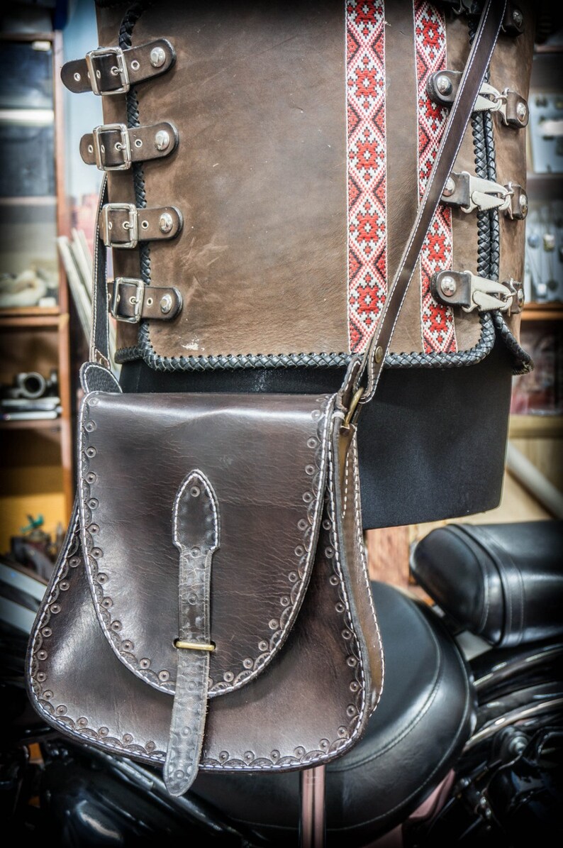 Genuine leather messenger bag Etsy