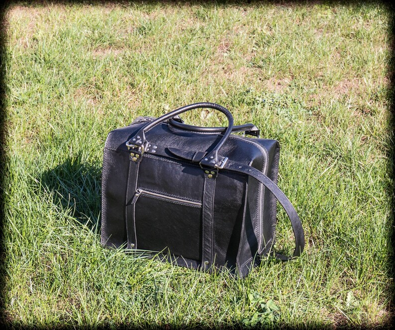 Genuine leather cabin luggage travel bag duffle bag bespoke Etsy