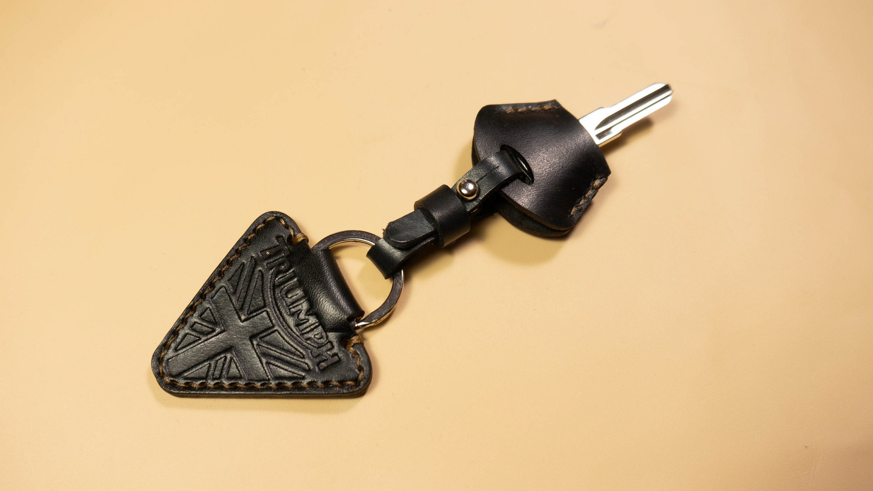 Leather keychain for Triumph Motorcycles embossed logo Etsy
