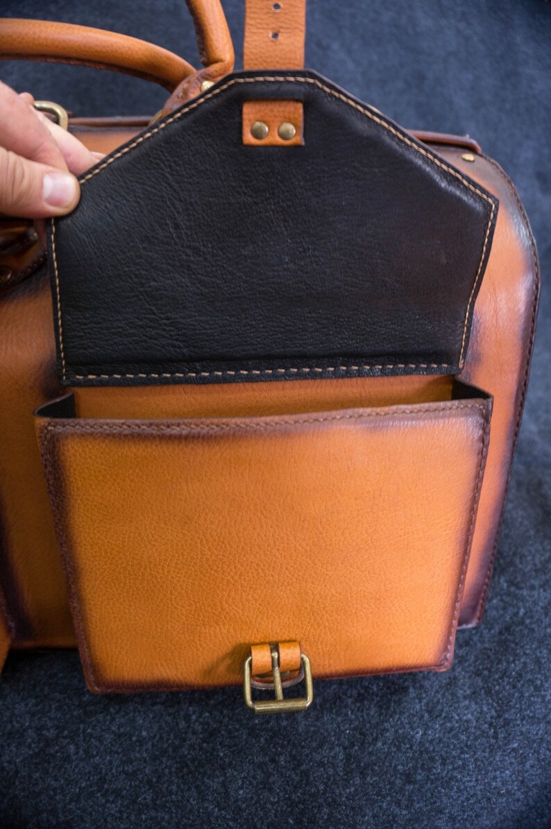 Genuine leather travel bag Doctor's bag style Etsy