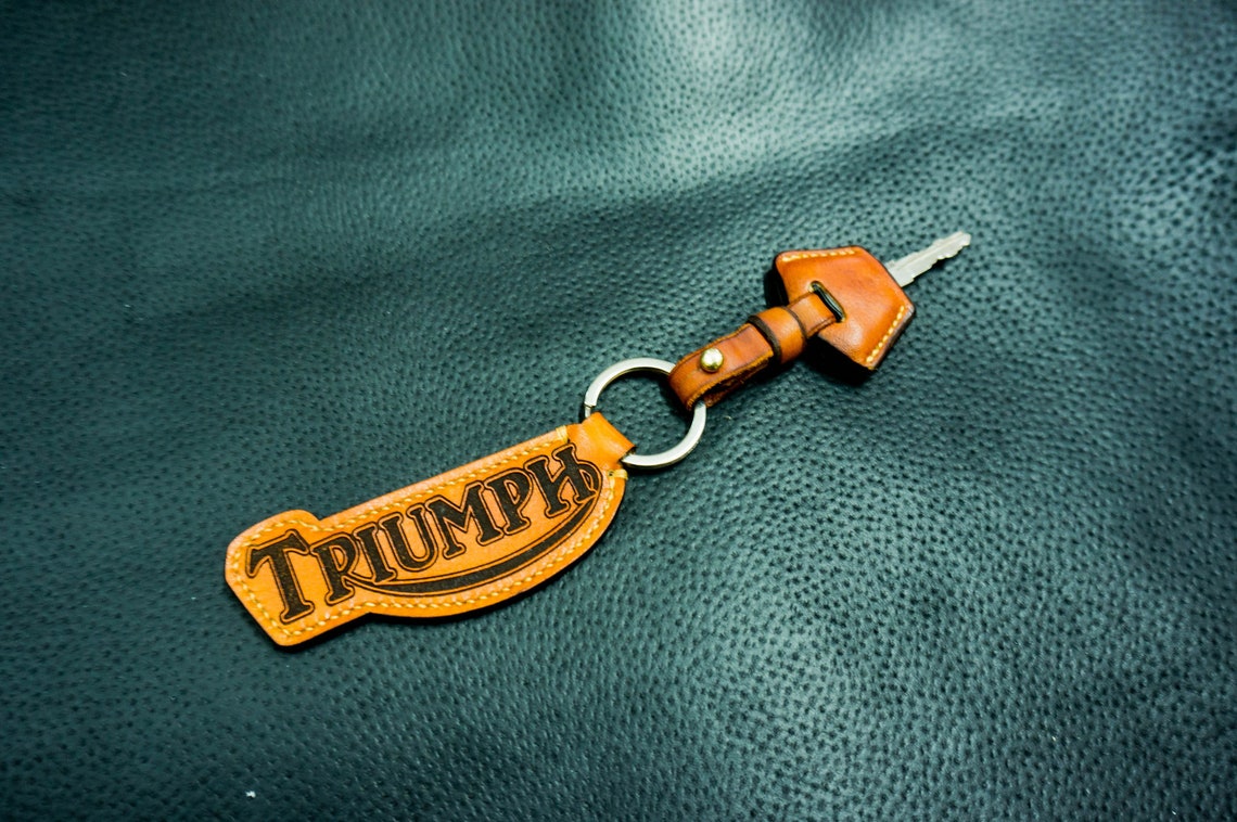 Leather keychain for Triumph Motorcycles permanent laser Etsy
