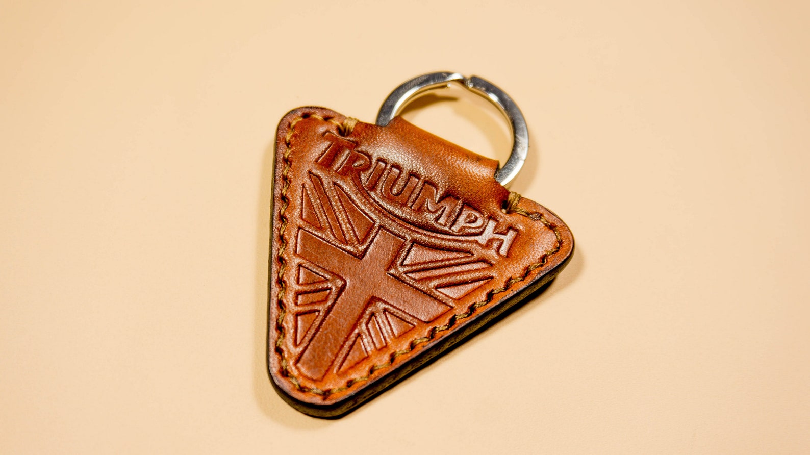 Leather keychain for Triumph Motorcycles LIGHT BROWN Etsy