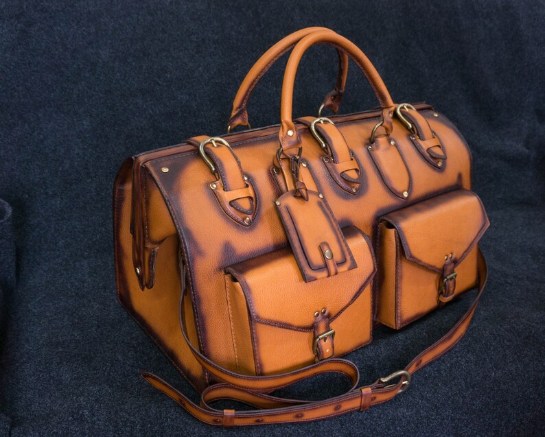 Genuine leather travel bag Doctor's bag style Etsy