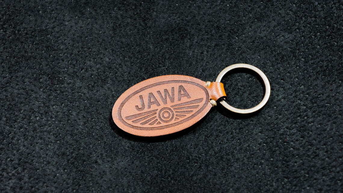 Full grain Leather keychain for Jawa Motorcycles LIGHT BROWN Etsy