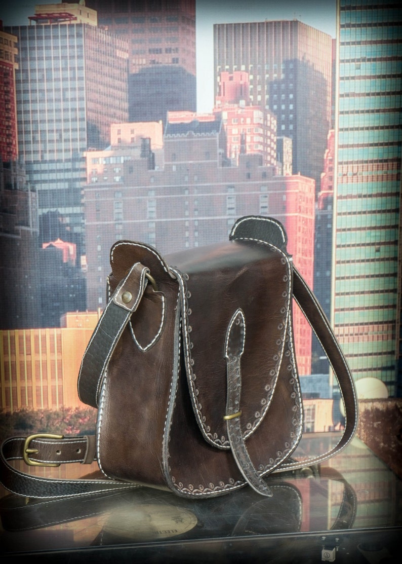 Genuine leather messenger bag Etsy