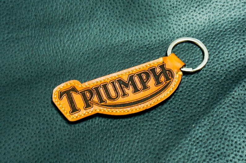 Leather keychain for Triumph Motorcycles permanent laser Etsy