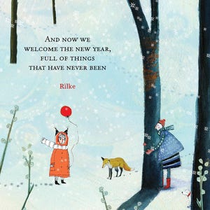 Sacredbee Postkarte von Pamela Zagarenski Neujahr Rilke in Blues