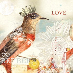 Sacredbee Postcard Pamela Zagarenski incoronata Red Bird Love