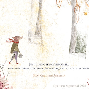 Sacredbee postcard Fox in woods Hans Christian Andersen quotes Sacred Bee cards Pamela Zagarenski