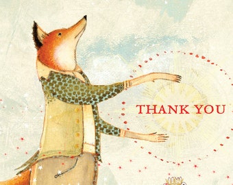 Sacredbee Postcard Fox Thank you Limited Edition