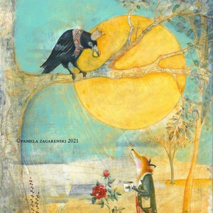 Sacredbee Print - Fox and Crow - Art From Picture Book The Fabled Life of AESOP