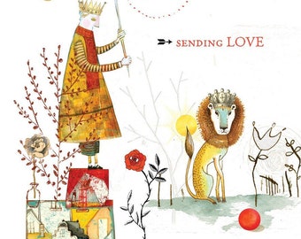 Sacredbee Postcard sending Love Lotus and Lion