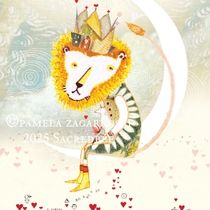 Carte postale Sacredbee Pamela Zagarenski Le lion et la lune et le renard