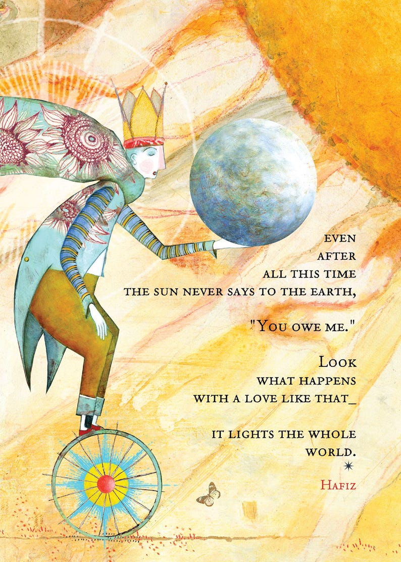 Sacredbee, sacred bee, sacredbee cards, Hafiz Quotes, Pamela Zagarenski, best selling cards, card for gardener, gift for gardener, spiritual card, Top selling cards USA, best cards USA, top rated cards, five star cards, Love like that