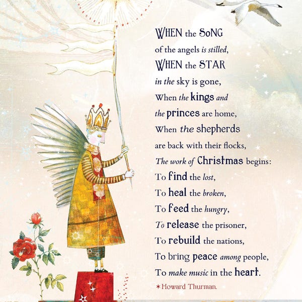 Sacred Bee Card 338 Music In The Heart holiday card - illustrated by Pamela Zagarenski
