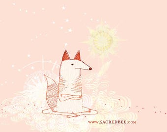 Sacredbee Mini Notepad Pink Fox by Pamela Zagarenski