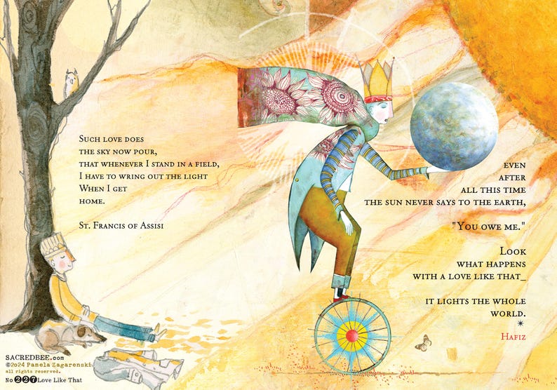 Sacredbee, sacred bee, sacredbee cards, Hafiz Quotes, Pamela Zagarenski, best selling cards, card for gardener, gift for gardener, spiritual card, Top selling cards USA, best cards USA, top rated cards, five star cards, Love like that