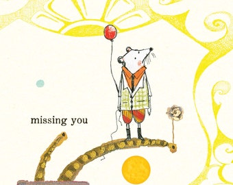 Sacredbee Postcard Missing you Mouse