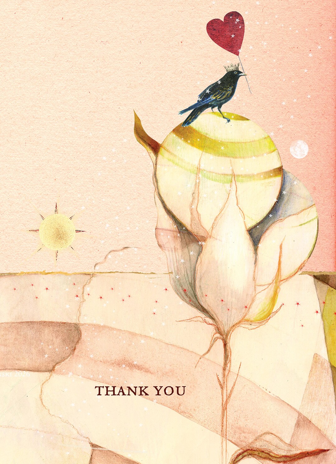 Sacredbee Postcard Thank You Crow and Heart Limited Editions Pamela ...