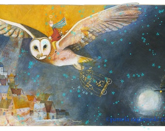 Sacredbee Print - Archival Art From Picture Book THE WHISPER The Owl