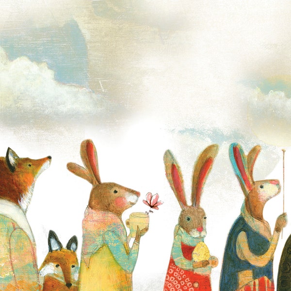 Sacredbee Postcard Rabbits and Fox  Spring 2024 Limited Editions