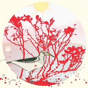 Cartolina Sacredbee Pamela Zagarenski Bird Circle in rosso