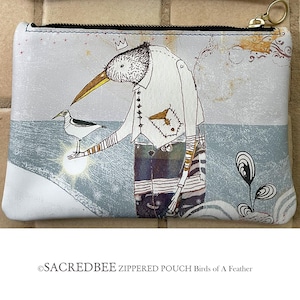 SACREDBEE Borsa in pelle con cerniera Uccelli rari