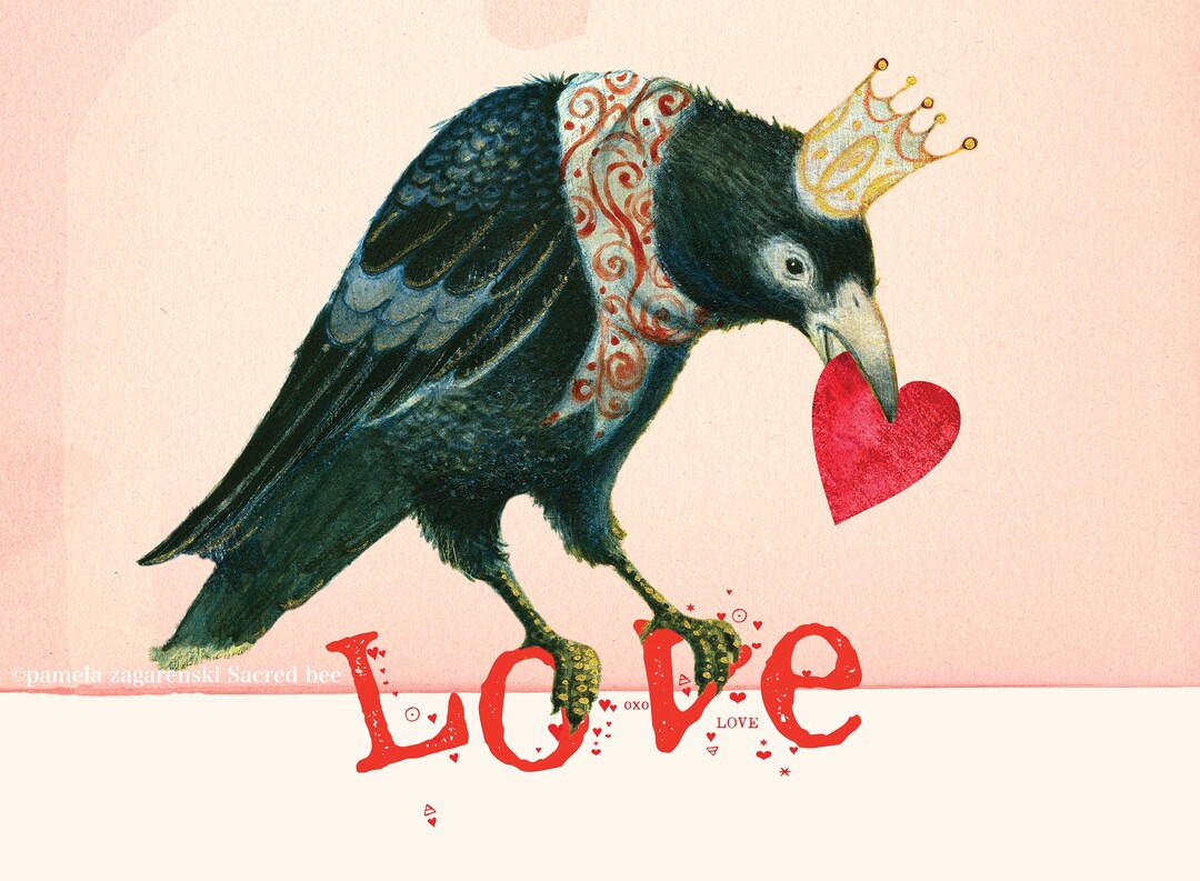 Sacredbee Postcard Love Crow - Etsy