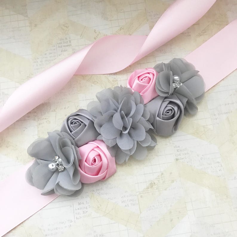 Pink And Gray Sashbaby Girl Sashmaternity Sashgirls Etsy
