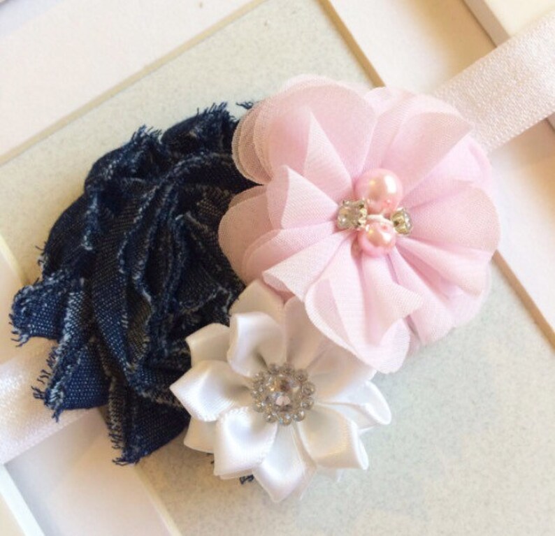 Denim headbandbaby headbandgirls headbandspink Etsy