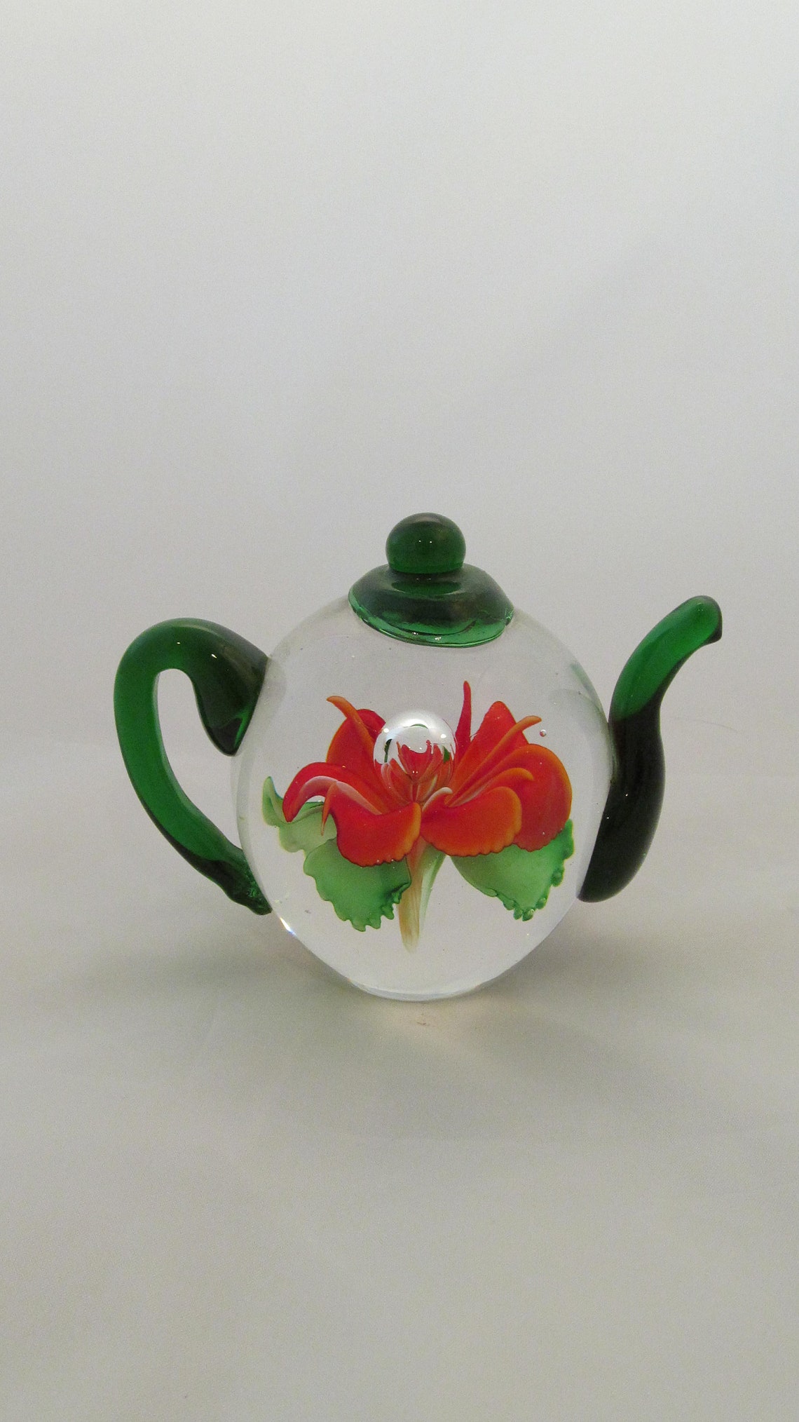 Vintage Glass Teapot Paperweight, Dynasty Gallery Heirloom Collectibles